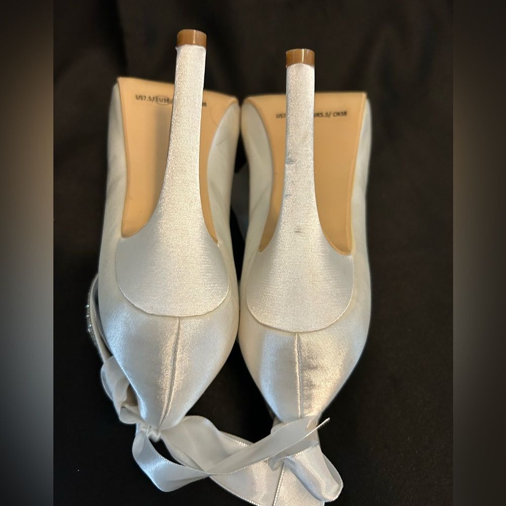 Women's Rhinestone Platform Open Toe Heels with Ankle Strap white size 7.5 - Picture 10 of 14